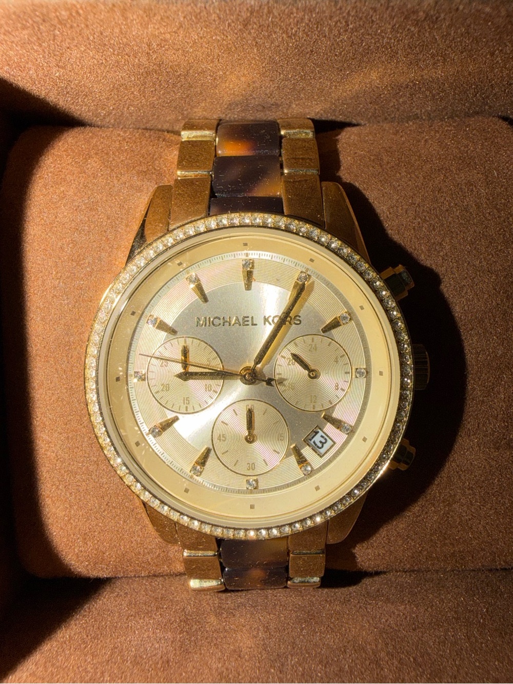 Michael Kors Gold and Tortoiseshell Watch
